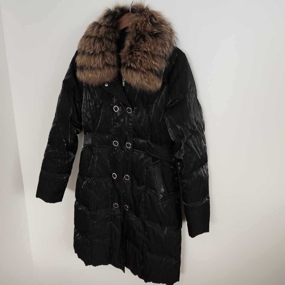 Flash Geo Metallic Mobwife Black Fur-Trimmed down parka - Picture 5 of 9